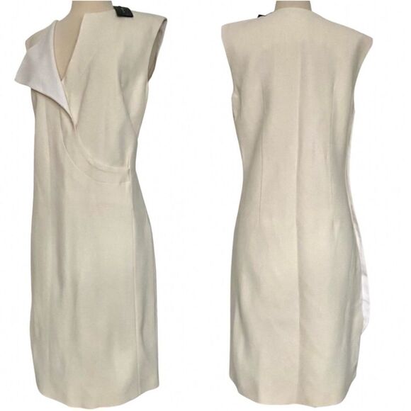 NWT Derek Lam Ivory Asymmetric Tuxedo Sheath Dress - Picture 1 of 11